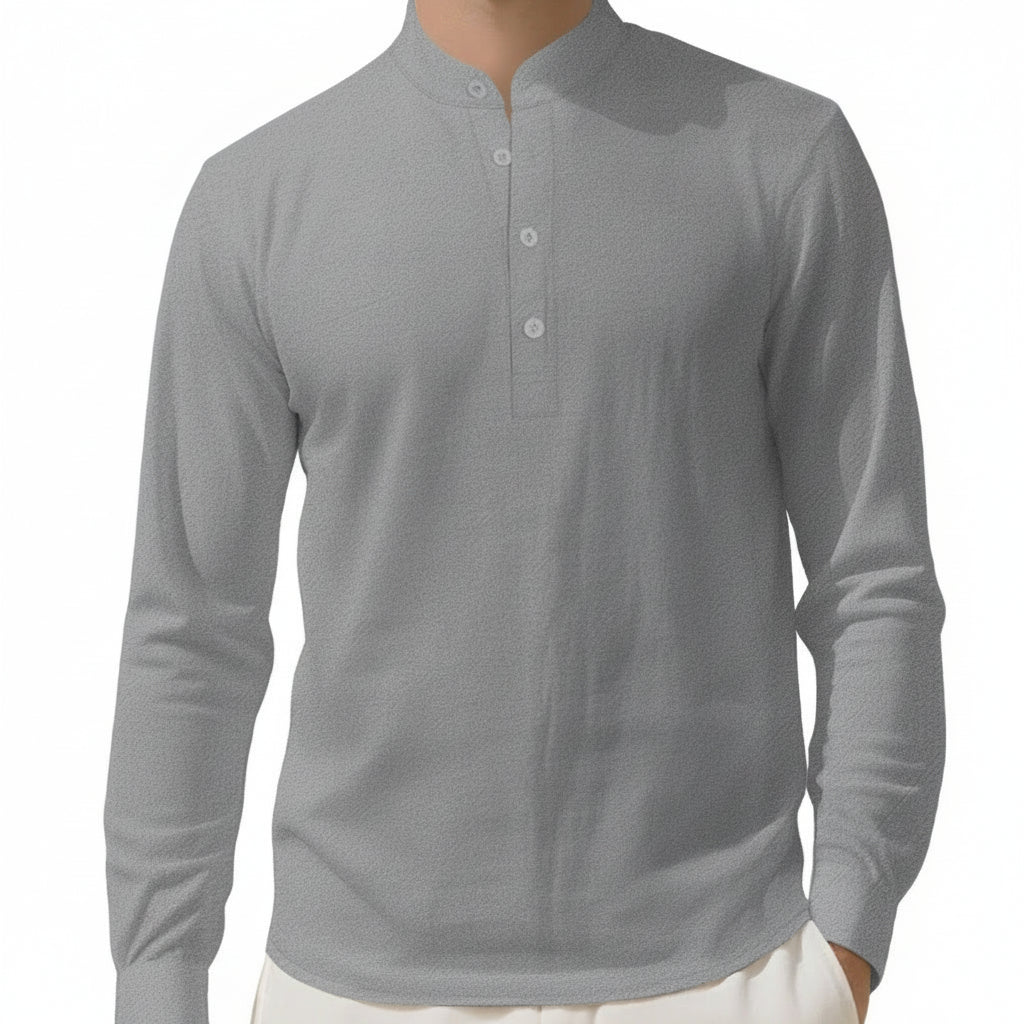 Men's Linen Quarter Button