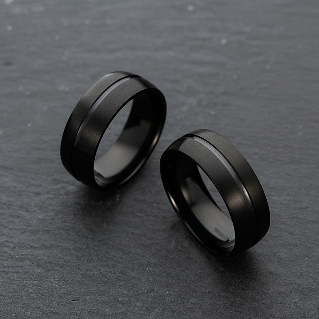 Black titanium steel ring