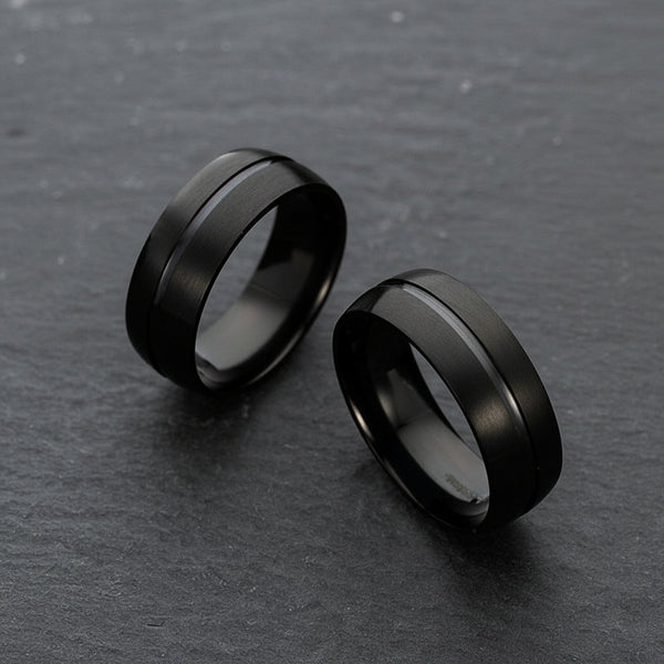 Black titanium steel ring