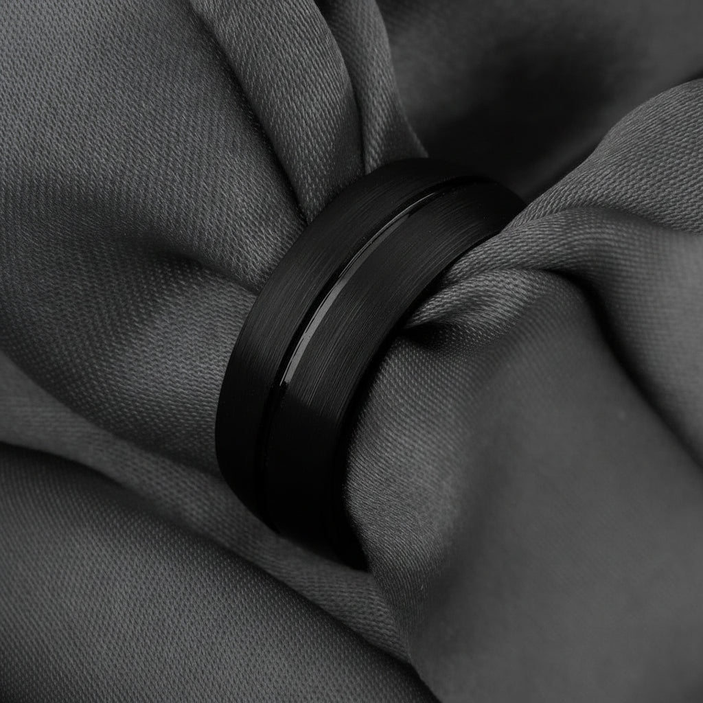 Black titanium steel ring