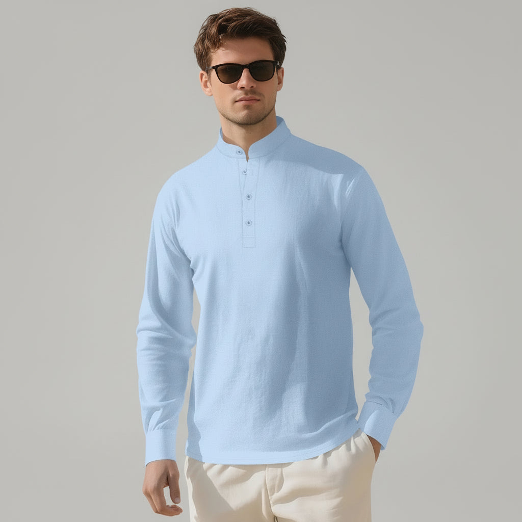 Men's Linen Quarter Button