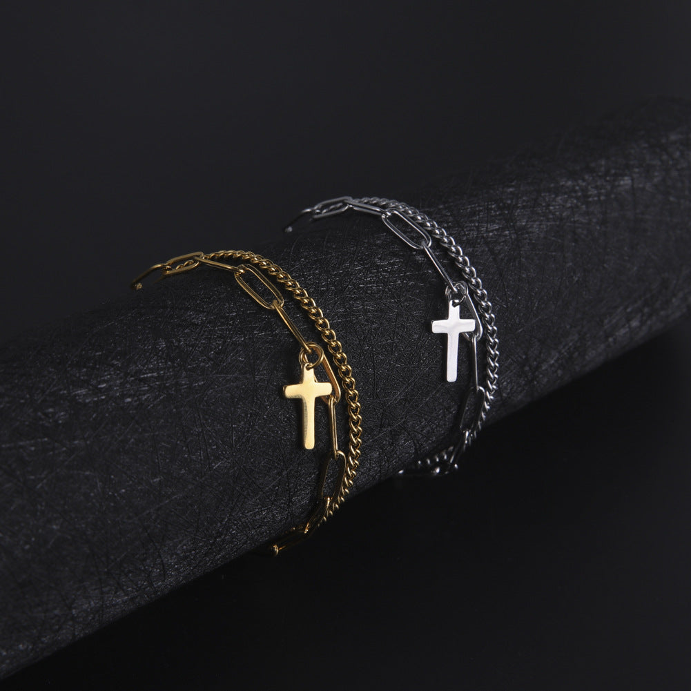 Double Layer Twin Cross Bracelet