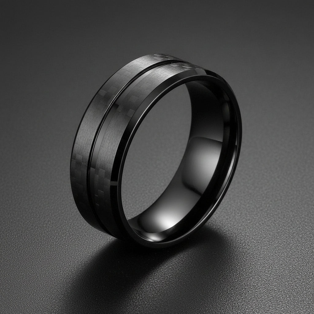 Black titanium steel ring